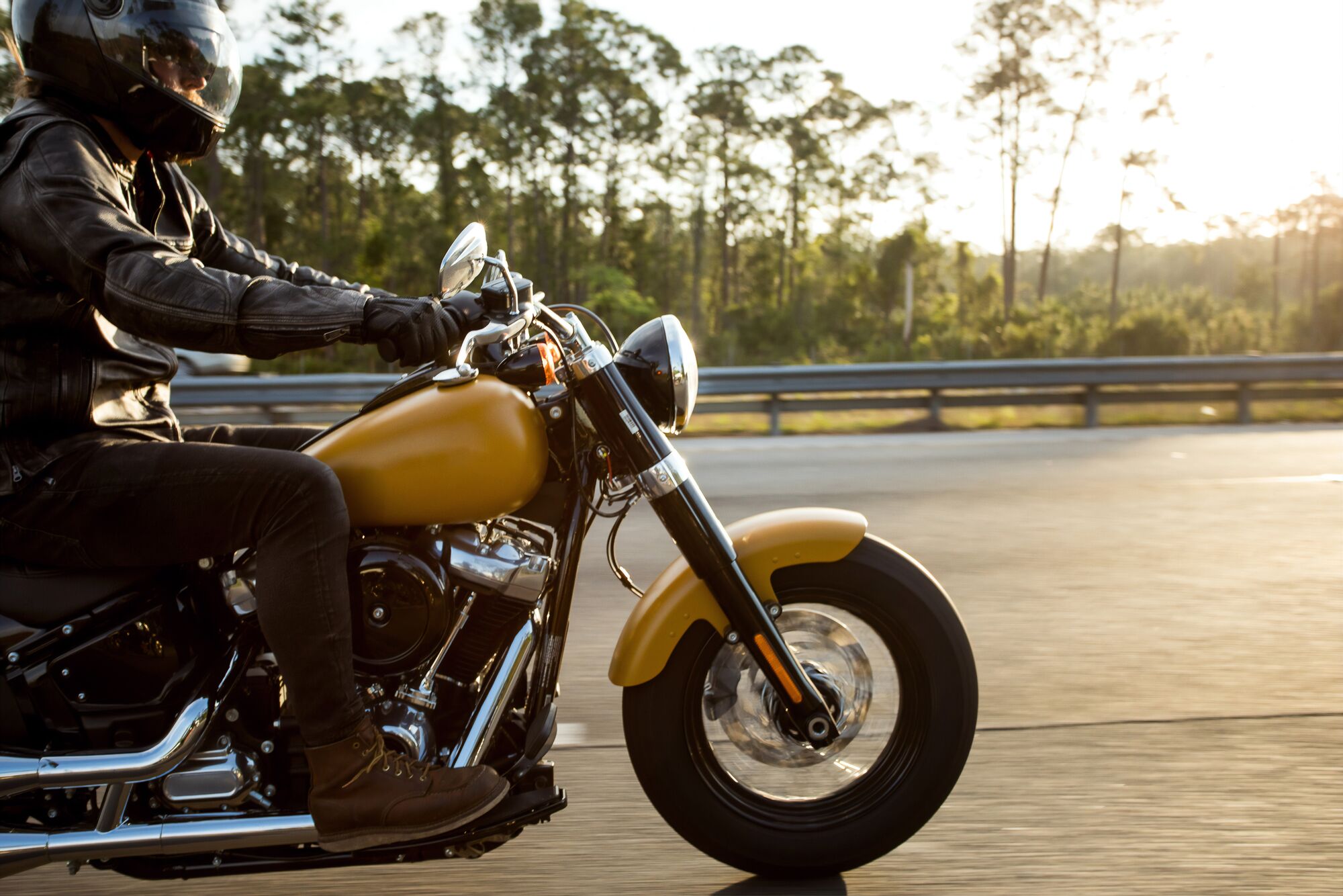 Motorcycle rider on highway