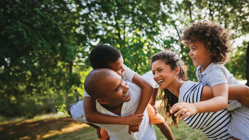 Portrait of a happy family outdoors