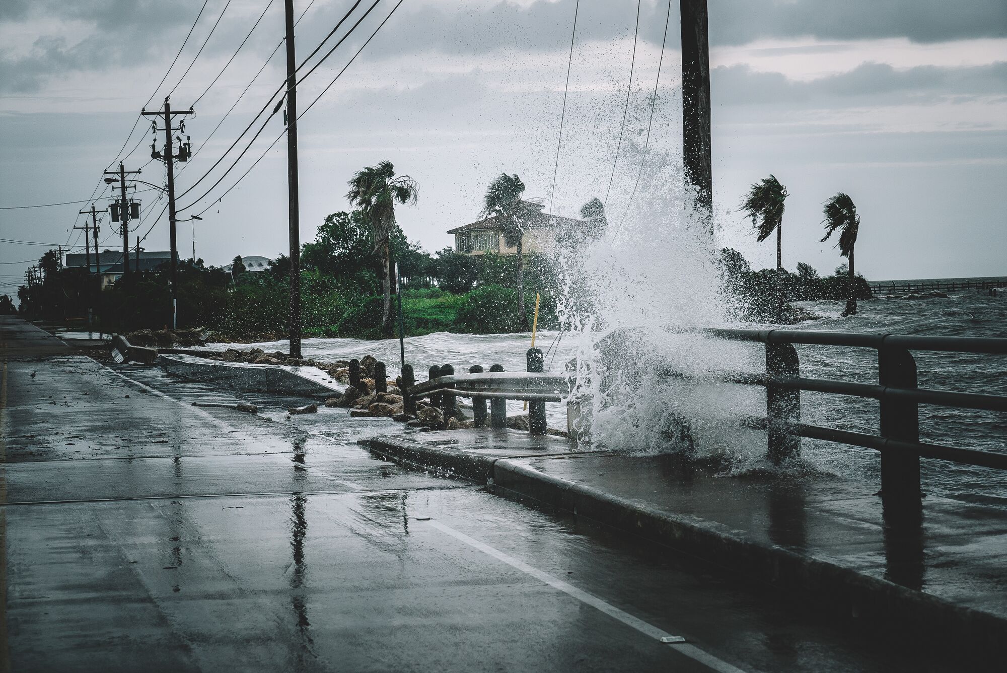 Flooded streets in Houston Texas during Hurricane Harvey