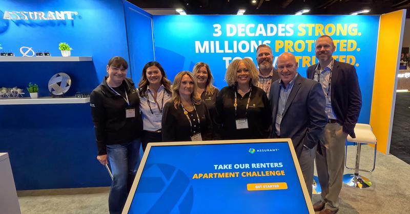 The Assurant team connecting with property managers at OPTECH 2025 to share strategies for streamlining operations, managing risk, and enhancing resident experience.